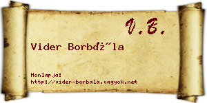 Vider Borbála névjegykártya