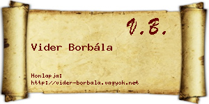 Vider Borbála névjegykártya